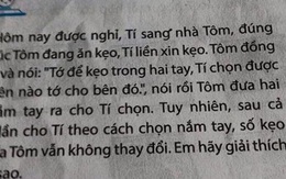 Toán lớp 3: Kẹo nằm ở 1 trong 2 tay Tôm, nhưng Tí chọn 5 lần không trúng, lời giải gây bất ngờ