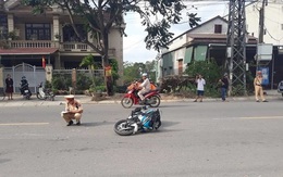 Hai nam thanh niên điều khiển xe máy tông gãy chân CSGT