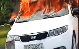 Thái Bình: Xe ô tô đang chạy trên đường bất ngờ bốc cháy dữ dội