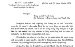 Đang làm rõ mục đích của đối tượng giả danh là người của Cục Báo chí tặng hoa Công an tỉnh Thanh Hóa