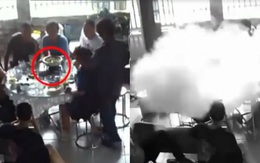 Đang nói chuyện, cả nhóm thất kinh vì bếp gas mini phát nổ ngay trên bàn nhậu