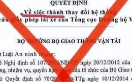 Giả mạo quyết định của Bộ trưởng Nguyễn Văn Thể về thay đổi hệ thống tra cứu giấy phép lái xe