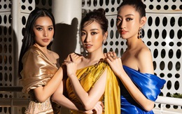 3 nàng Hậu Mỹ Linh - Tiểu Vy - Thùy Linh diện váy xẻ "thót tim", khoe nhan sắc đỉnh cao trong một khuôn hình