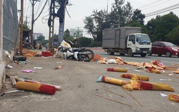 Xe tải "điên" tông nhiều xe máy trên Quốc lộ 13, 3 người bị thương nặng