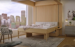 Phòng khách biến thành phòng ngủ trong 30s với khung giường nâng thông minh