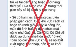 Bác thông tin lan truyền "lock TP.HCM trong 10 - 15 ngày"