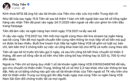 Trước giờ công bố sao kê, Thuỷ Tiên có động thái gây chú ý