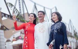 Bố mẹ Hoa hậu Ngọc Hân diện áo dài đón Xuân bên con gái
