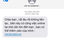 Sự thật phía sau những tin nhắn mời làm việc tại nhà lương cao