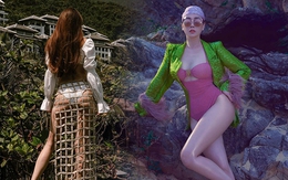 Đi biển chán mặc độc bikini, Phương Oanh phối sơmi hóa hồng hạc, Hà Hồ diện váy lưới "có như không" khoe vòng 3