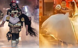 Anh lính cứu hỏa giải cứu cô gái khỏi đám cháy, 3 năm sau tổ chức đám cưới viên mãn như cổ tích