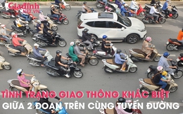 Tình trạng giao thông khác biệt giữa 2 đoạn trên cùng tuyến đường Nguyễn Trãi
