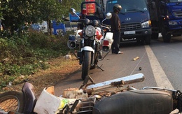 Xe tải lao dốc cuốn xe máy vào gầm, một người tử vong