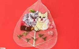 Người phụ nữ thêu linh vật mèo lên lá bồ đề, bán gần nửa triệu đồng/lá