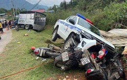 Lai Châu: Xe CSGT công an huyện đâm hư hỏng nhiều phương tiện