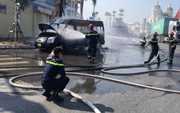 Hải Phòng: Đang lưu thông, xe ô tô bất ngờ bốc cháy dữ dội