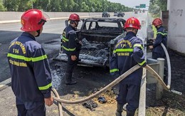 Đang lưu thông trên cao tốc Hà Nội-Hải Phòng, xe ô tô bán tải bất ngờ bốc cháy dữ dội