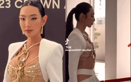 Diện váy cắt xẻ táo bạo, Hoa hậu Thuỳ Tiên bất ngờ để lộ vòng 2 kém thon gọn?