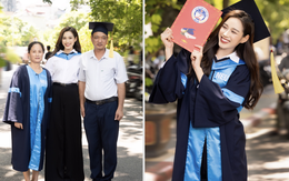 Bố mẹ Hoa hậu Đỗ Thị Hà ra Hà Nội chúc mừng con gái tốt nghiệp Đại học Kinh tế Quốc dân