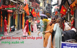 Áo dài ‘bung lụa’ mang xuân về khắp phố phường Hà Nội