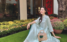 Diện áo dài 'bỉ ngạn xanh', Hoa hậu Đặng Thu Thảo khoe khéo biệt thự bạc tỷ ngập trong sắc hoa