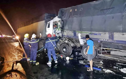 4 xe tải tông nhau trên cao tốc Vĩnh Hảo-Phan Thiết, một tài xế tử vong