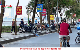 Chớm hè, dịch vụ cho thuê xe đạp tại Hồ Tây trở nên nhộn nhịp