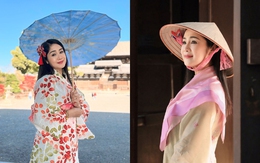 Vừa mừng tuổi mới, NSND Thu Hà tung ảnh khoe sắc với trang phục Kimono ở Nhật Bản