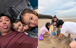 Cường Đô la khoe chơi cát ở biển cùng con, nói nhớ nhà khi đi công tác