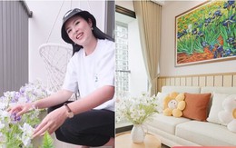 Hoa hậu Ngọc Hân vác bụng bầu tự trang trí căn hộ xinh xắn, đúng chất 'chữa lành'
