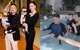 Cặp song sinh nhà Phương Oanh - Shark Bình học bơi trong 50 ngày, kết quả khiến khán giả bất ngờ