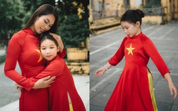 Con gái lai Tây của Hà Anh diện áo dài cờ đỏ sao vàng