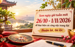 Xem ngày giờ tuần mới 26/10 - 1/11/2026 để thực hiện các công việc trọng đại thuận lợi, tài lộc