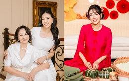 Hà Kiều Anh gói bánh chưng ở Mỹ, đón Tết cùng bố mẹ