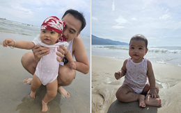 Con gái H'Hen Niê gây sốt với những biểu cảm đáng yêu khi lần đầu đi biển