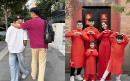 Con trai siêu mẫu Kim Cương gây chú ý với chiều cao vượt trội bên bố dượng Ưng Hoàng Phúc