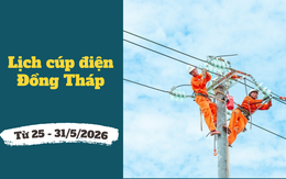 Lịch cúp điện Đồng Tháp từ ngày 25 - 31/5/2026: Cúp điện 10 tiếng/ngày để sửa chữa