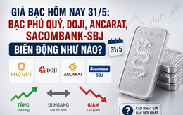 Giá bạc hôm nay 31/5: Bạc Phú Quý, Doji, Ancarat, Sacombank-SBJ biến động như nào?