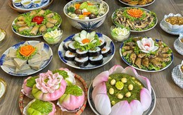 Những mâm cơm chay cúng rằm tháng 7 nức lòng người xem