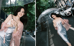'Nàng dâu hào môn' Hương Liên gây chú ý trong ngày mưa