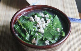Ngon ngọt thịt nạc xay nấu rau mồng tơi