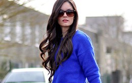 Ngày đông tràn đầy sức sống với áo len xanh cobalt