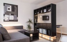 Căn hộ 24m² biến hóa ấn tượng nhờ hệ kệ di động
