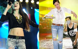 Mốt jeans rách tả tơi gây phản cảm của sao