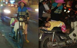 Ôm trẻ diễn kịch hết xăng để xin tiền