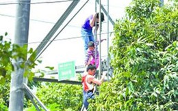 Lôi con 3 tuổi lên cột điện cao áp
