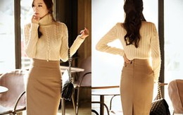 Duyên dáng chân váy công sở ngày đông