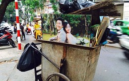 Xôn xao bức ảnh cưới bị vứt trong xe rác