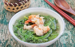 Canh cải cúc nấu tôm 