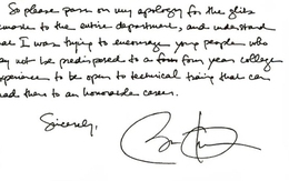 Obama viết thư xin lỗi vì nói hớ